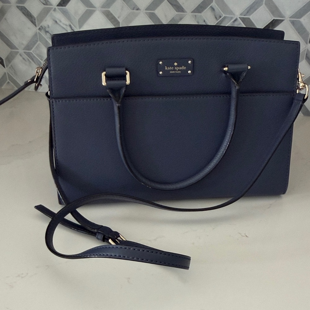 kate spade Navy Blue Leather Satchel with Gold Hardware - Picture 4 of 5